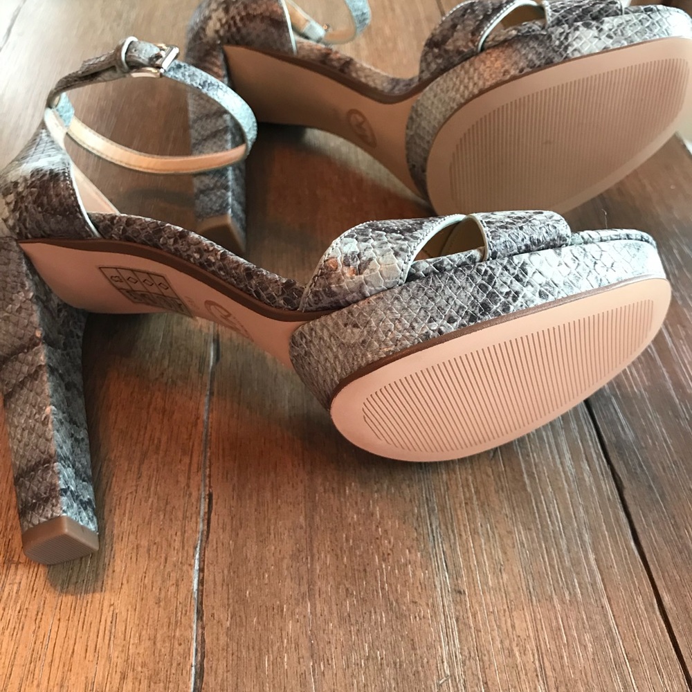 Michael Kors Gray Snake-Print Ankle Strap Platform Sandals - Picture 4 of 4